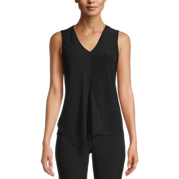 Anne Klein Layered‎ Chiffon Blouse Top Women's XS Black V-Neck Mixed-Media NEW - Picture 11 of 11